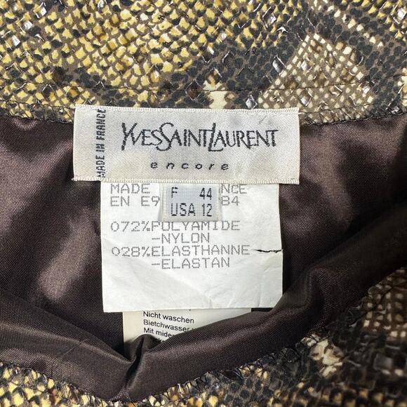 Vintage Yves Saint Laurent Encore Faux Snakeskin Skirt US 12 Pencil Skirt - Picture 4 of 7